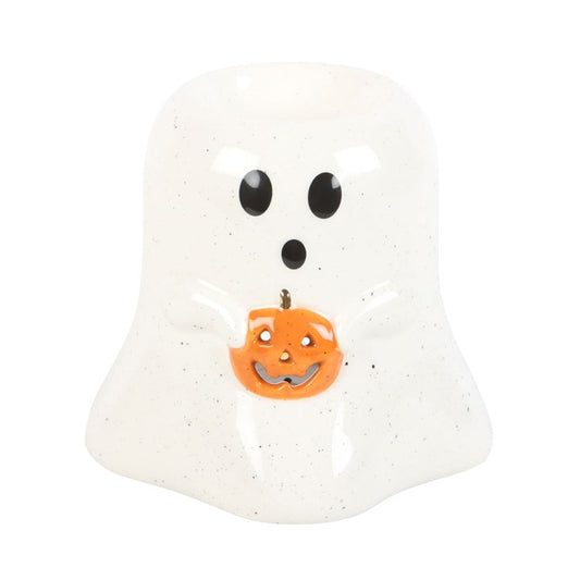 Ghost Shaped Oil Burner and Wax Warmer with Pumpkin