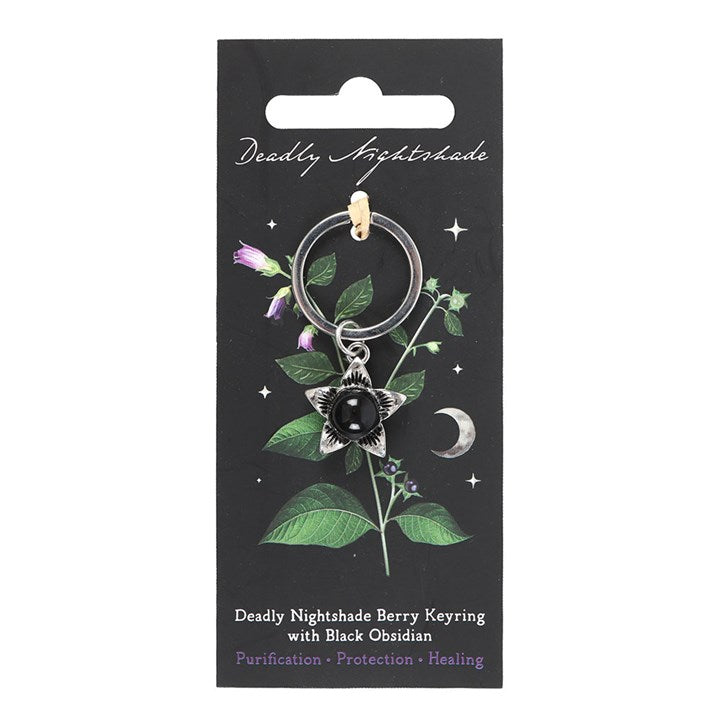 Deadly Nightshade Keyring with Black Obsidian
